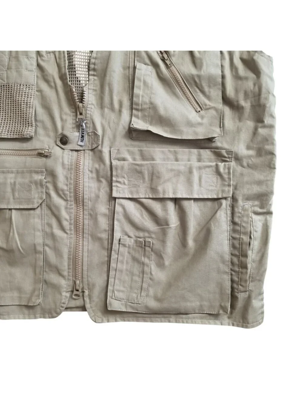 Humvee Adventure Gear 2XL Khaki Multi-Pocket Fishing Vest pockets Utility vest